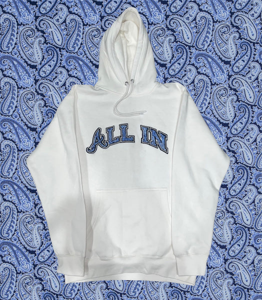 Blue “Paisley” - White All In Hoodie