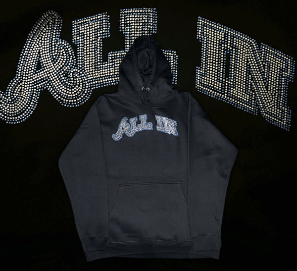 Blue “All In” Rhinestone Hoodie